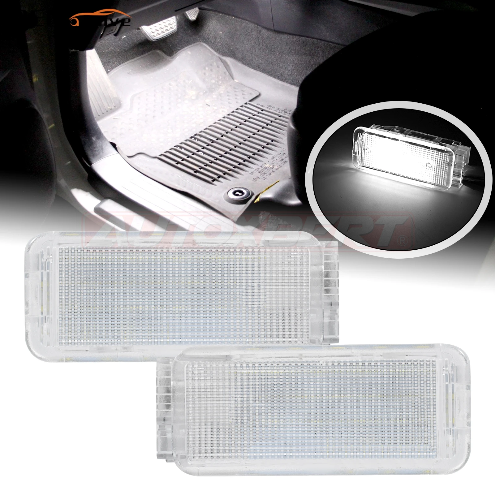 2pcs For Peugeot 1007 206 207 306 307 308 3008 406 407 5008 607 806 807 LED Footwell Trunk Luggage Interior Lights Door Lamp