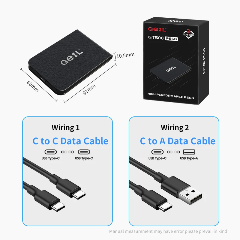 GeIL-Discos rígidos externos, Unidades de estado sólido para PS5, Laptop, PC, HD, SSD, Tipo-C, USB 3.2, 500GB, 2TB, GT500, 1TB