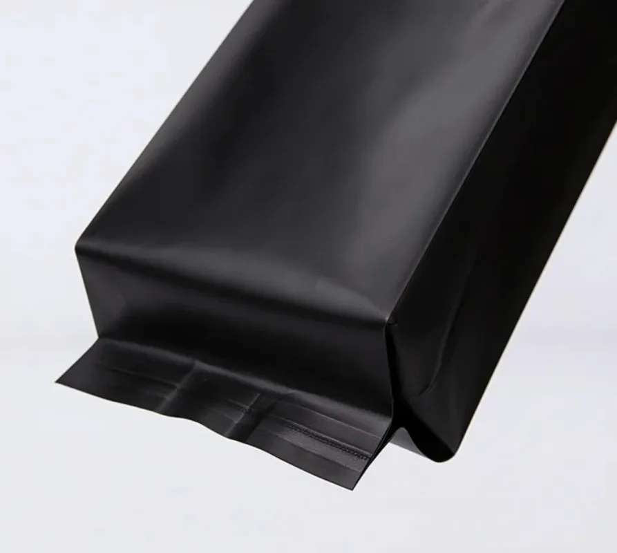 50 قطعة من أكياس رقائق الألومنيوم السوداء غير اللامعة مع أكياس جانبية، قابلة للغلق بالحرارة للقهوة والماتشا والوجبات الخفيفة DIY وتخزين المواد الغذائية الجافة