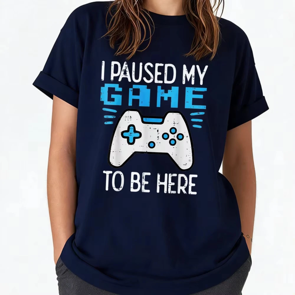 Paused My Game Gamer Controller Gaming Women Youth T-Shirt Gothic Y2k Top Harajuku Women Clothing High Quality Cotton Tees