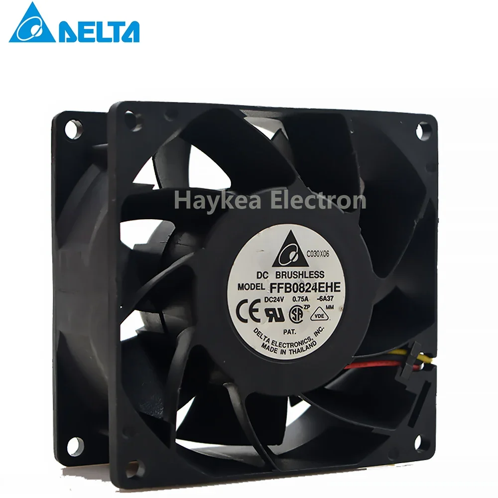 Original Delta FFB0824EHE 8038 80x80x38mm 8cm DC 24V 0.75A 3 Line Double Ball Bearing Cooling Fan