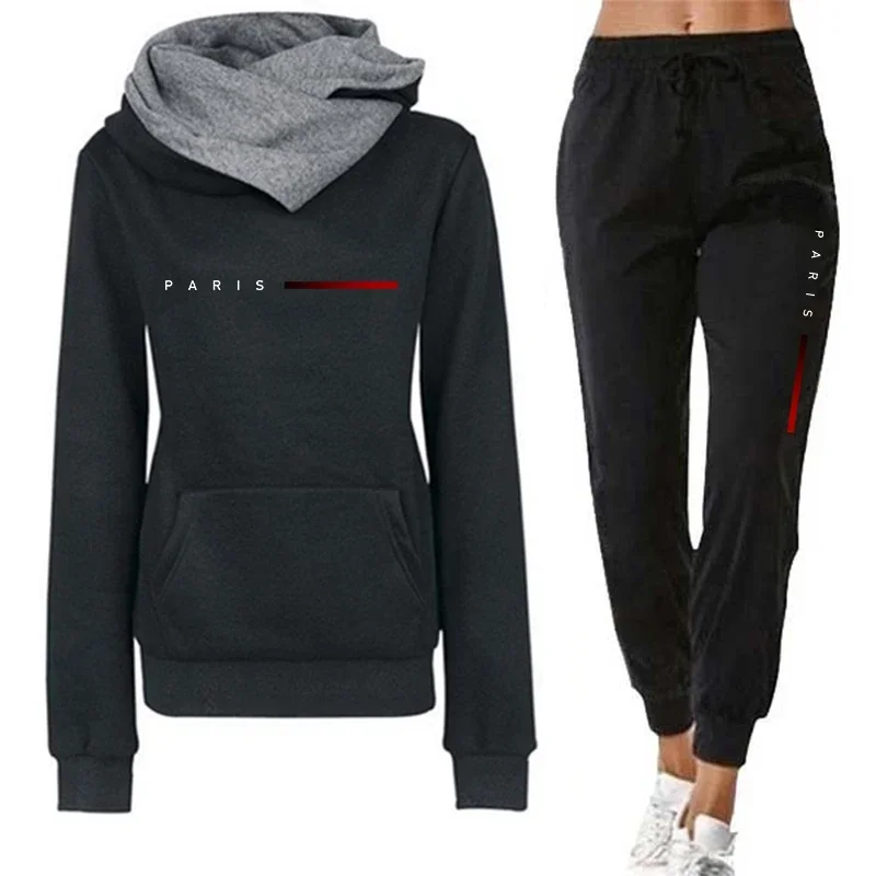 Autumn Winter Two-piece Hoodie Sweatpants Set For Daily Jogging Gym Outdoors Comfort Quality Women's Tracksuit Paris Sportswear