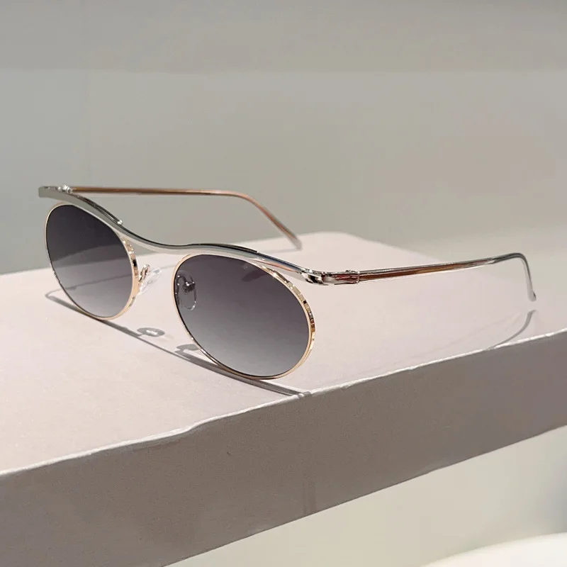 Vintage Kleine Runde Legierungs-Steampunk-Sonnenbrille für Männer Neue Mode Gradient Gothic Punk Sonnenbrille für Frauen Trendige Fahrbrille – Detail 10