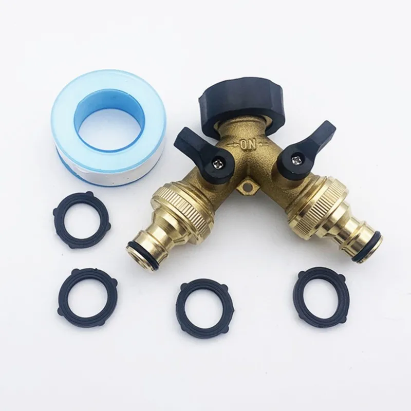TFORU-Garden Brass Ball Valve 3/4 Inch Three Way Water Divider Y-Shaped Diverter One Split Two