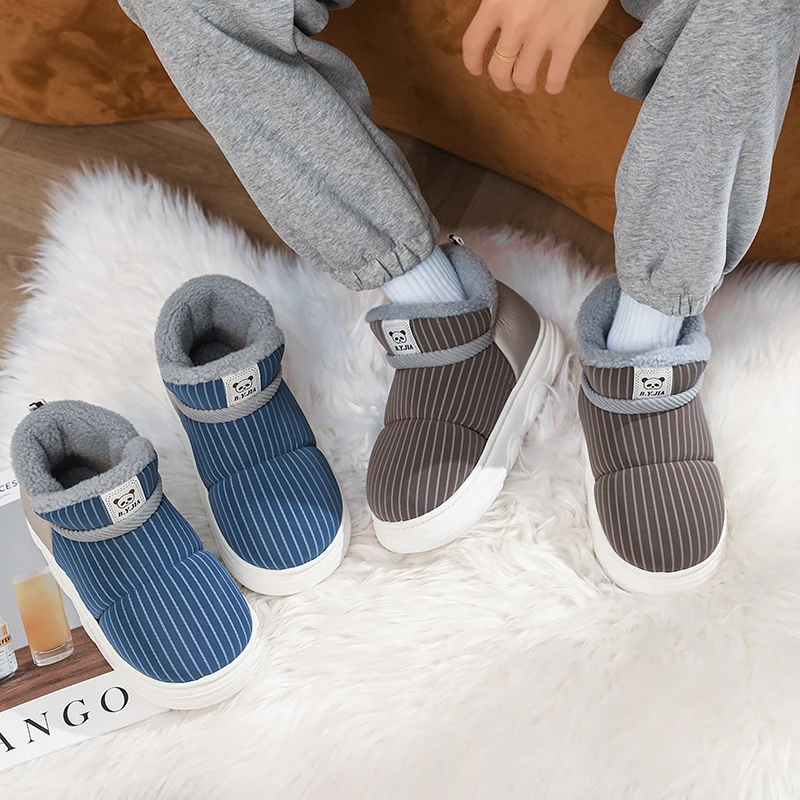 

Men's Thick-soled, Cushion-like, Anti-slip, Shock-absorbing and Fleece Warm High-top Snow Boots with Cotton Heel Slippers