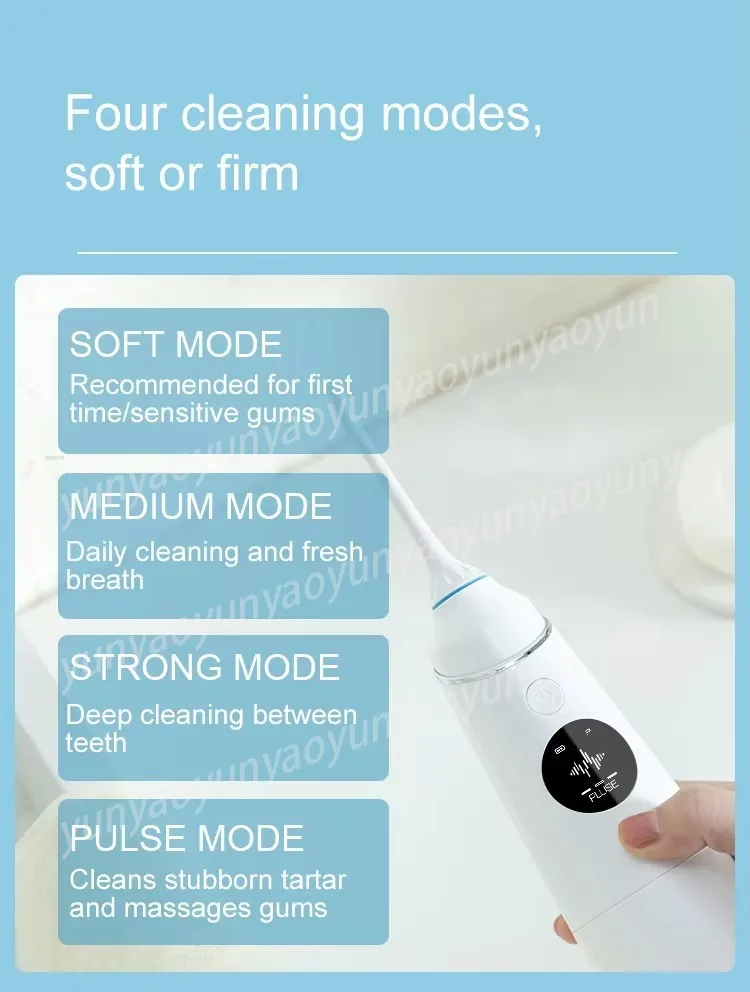 280ml Cordless Oral Irrigator LED Display 1200‑1800 Times/min High Pressure 4 Modes Gum Friendly Household Water Flosser