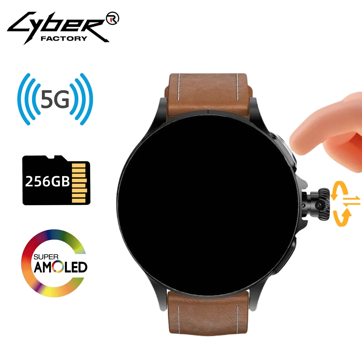 GoldenSpike GT200 Smartwatch الرجال 4G أندرويد إدراج بطاقة SIM اللمس التشفير التركيز adjus كاميرا دوارة 1.95 بوصة Amoled ساعة ذكية