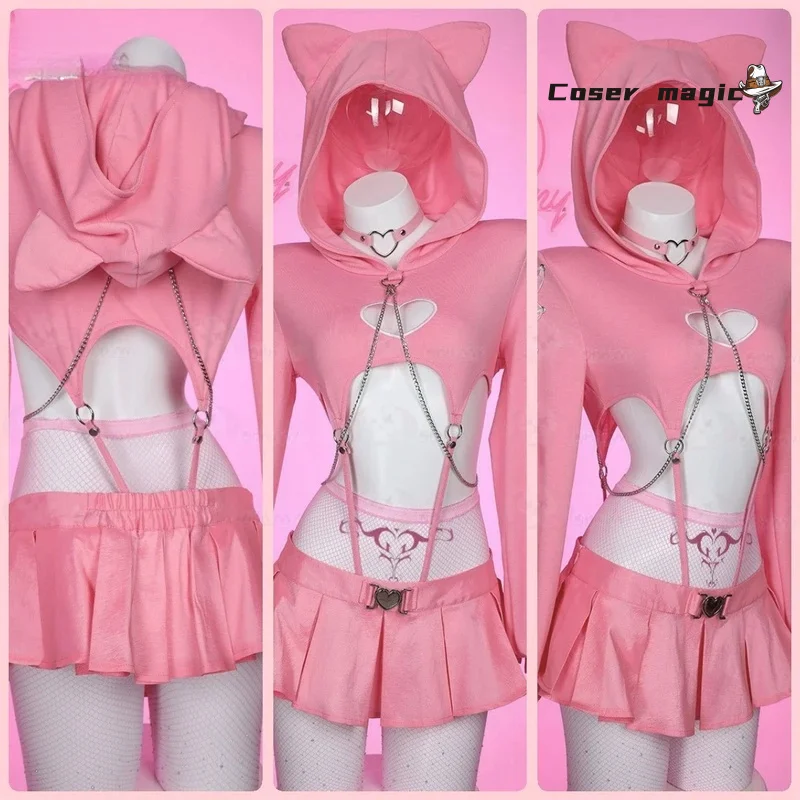 

Pink Hollow-Out Heart Cat Cosplay Costume Halloween Christmas Anime Party Game Comic Con Daily fashion Clothes