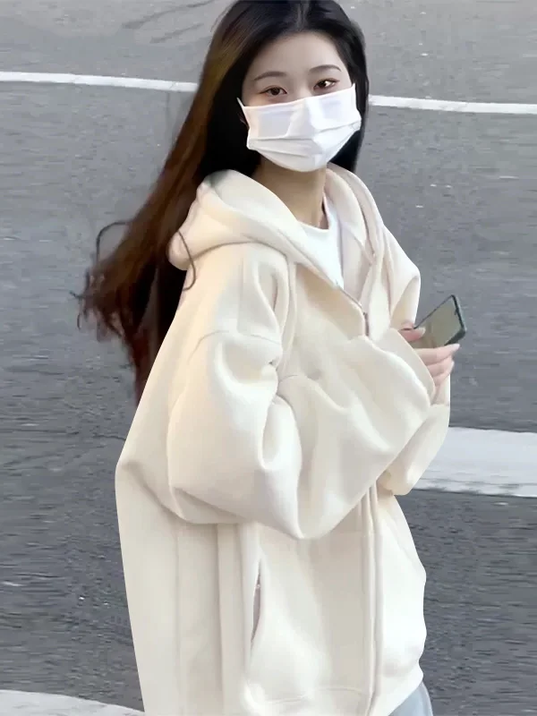 

Свободная женская толстовка-кардиган на молнии с длинными рукавами, винтажный дизайн, стиль колледж, из полиэстера, для предосеннего периода