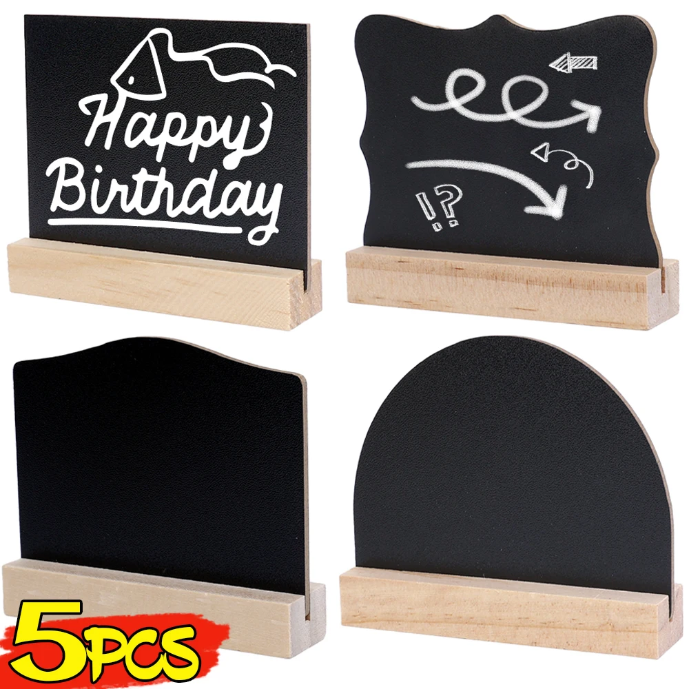 5/1PCS Wooden Double-faced Blackboard Mini Board Message Label Sign Chalkboard Portable Table Decoration for Birthday Wedding