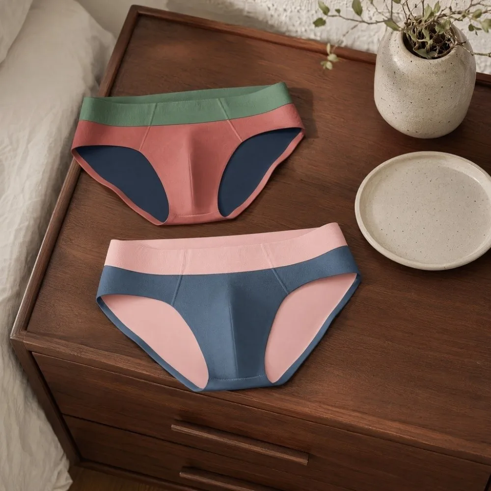 Ice Silk Men Ice Silk Briefs Underpants Breathable Male Thin Triangle Panties Quick Dry Double-faced Fabric Seamless Underwear