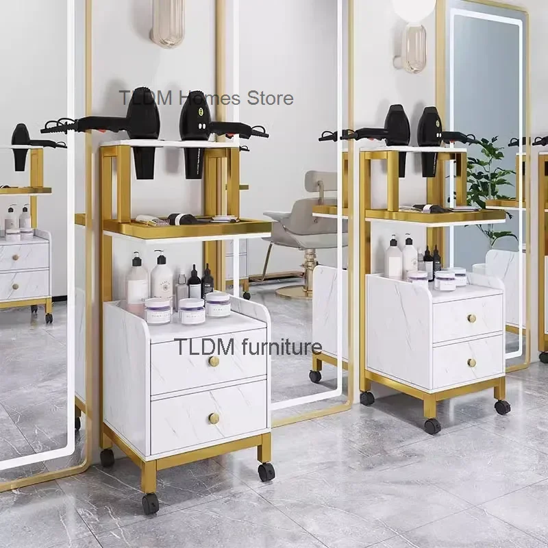 Luxury Salon Trolleys Beauty Salon Hair Salon Tool Trolley Creative Salon Furniture Multi-layer Storage Rack with Wheels