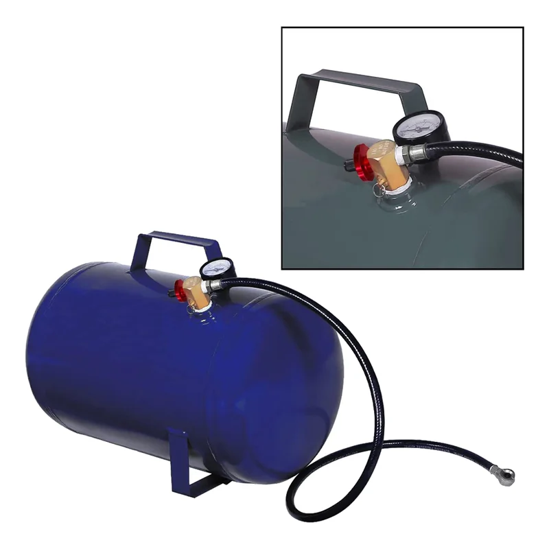 ABSE-2 Pack Air Tank Manifold With Fill Port, Safety Valve And 1/2 Inch NPT Tank X 1/4 Inch NPT Hose X 1/8 Inch NPT Gauge