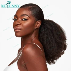 Kinky Curly Drawstring Ponytail Human Hair Burmese Clip in Ponytail Extension Human Hair 70g/100g/120g Double Drawn