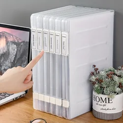 1pc A4 File Storage Box Waterproof And Dustproof Document Data Box Transparent Double Snap Plastic File Box