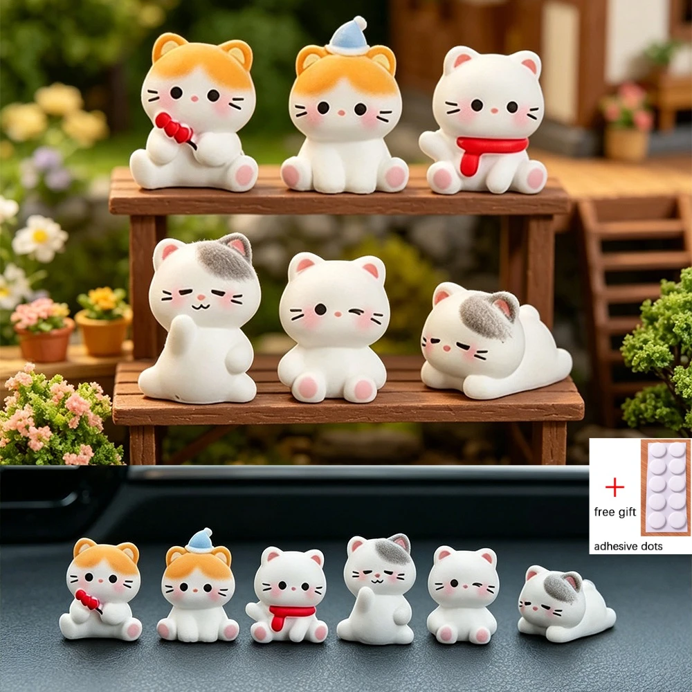 Smart Garden Diy - 6pcs Cute Cat Resin Figurines Miniature