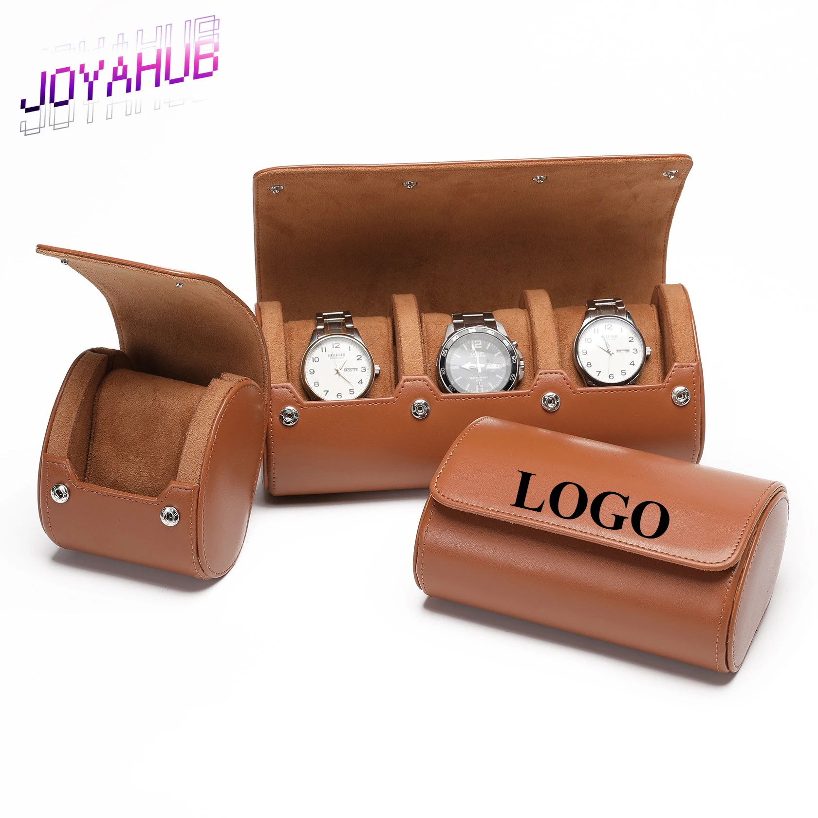 

Портативный высококачественный штекер с логотипом, вставка для карт, упаковочная коробка для часов из искусственной кожи, 1 2, 3, положение часов, подарочная дорожная коробка для часов