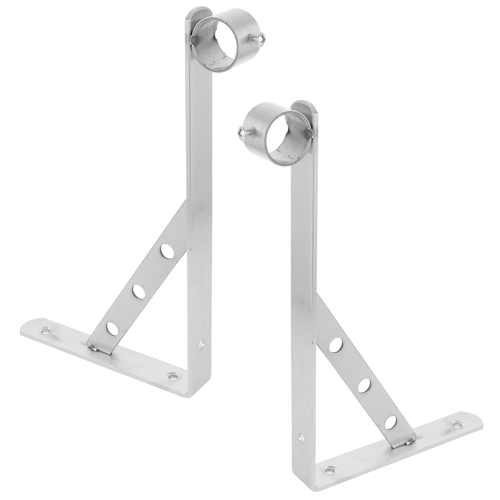 2 Pcs Hanger Pole Support Bracket Clothes Rail Curtain Rods Holders for Wall Household