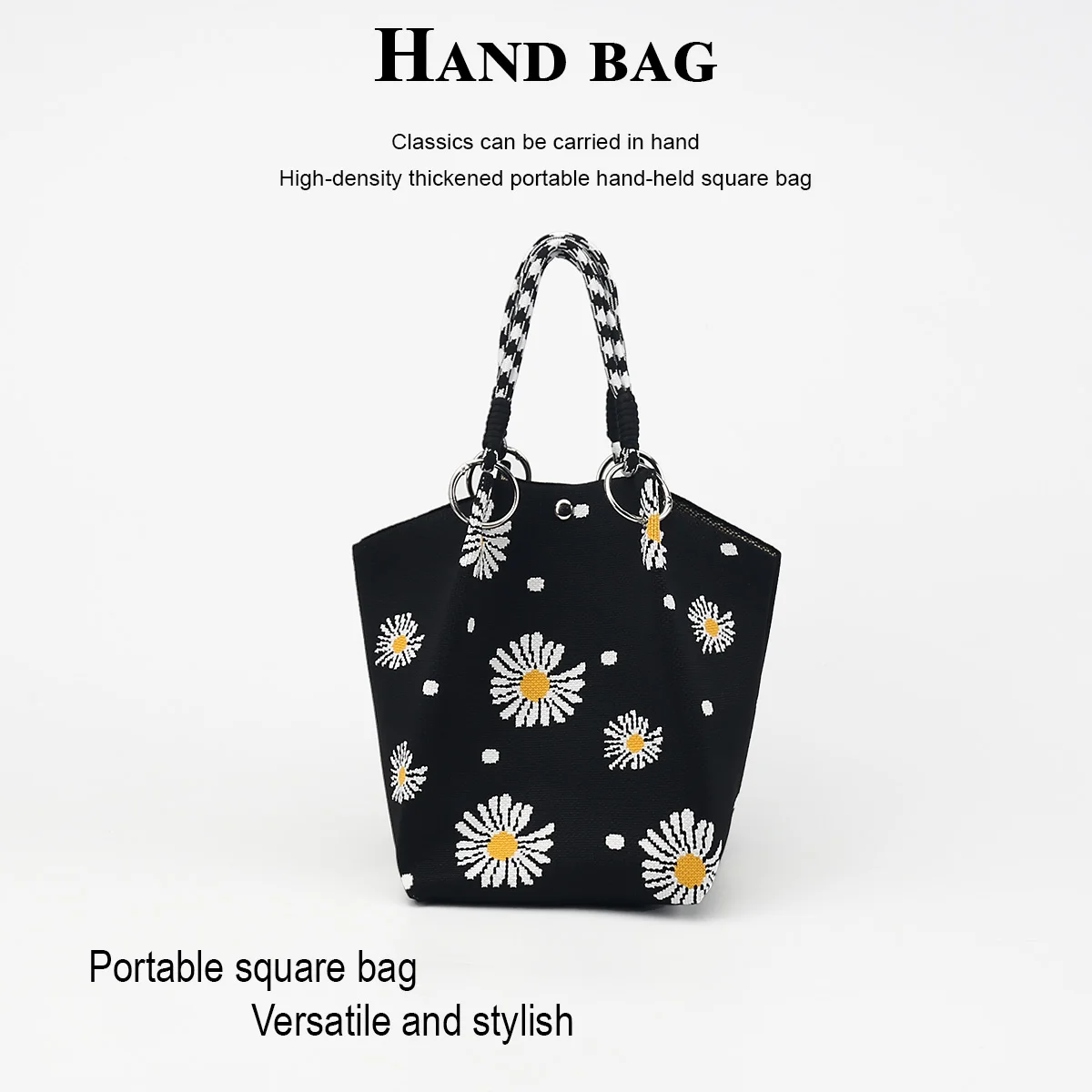 Women's Small Handbag, Cute Little Daisy Knitted Bag, with a Magnetic Clasp That Closes Securely and Reliably, Can Hold Items Like Cell Phone, Wallet, Lipstick, Etc., Suitable for Travel, Commuting, Vacation, and Walki