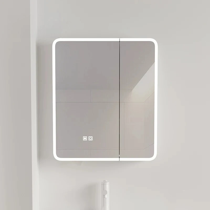 

Зеркало для ванной с LED-подсветкой, умное, с защитой от запотевания, сенсорным управлением, регулировкой яркости, настенное, для макияжа, с функцией медицинского шкафчика