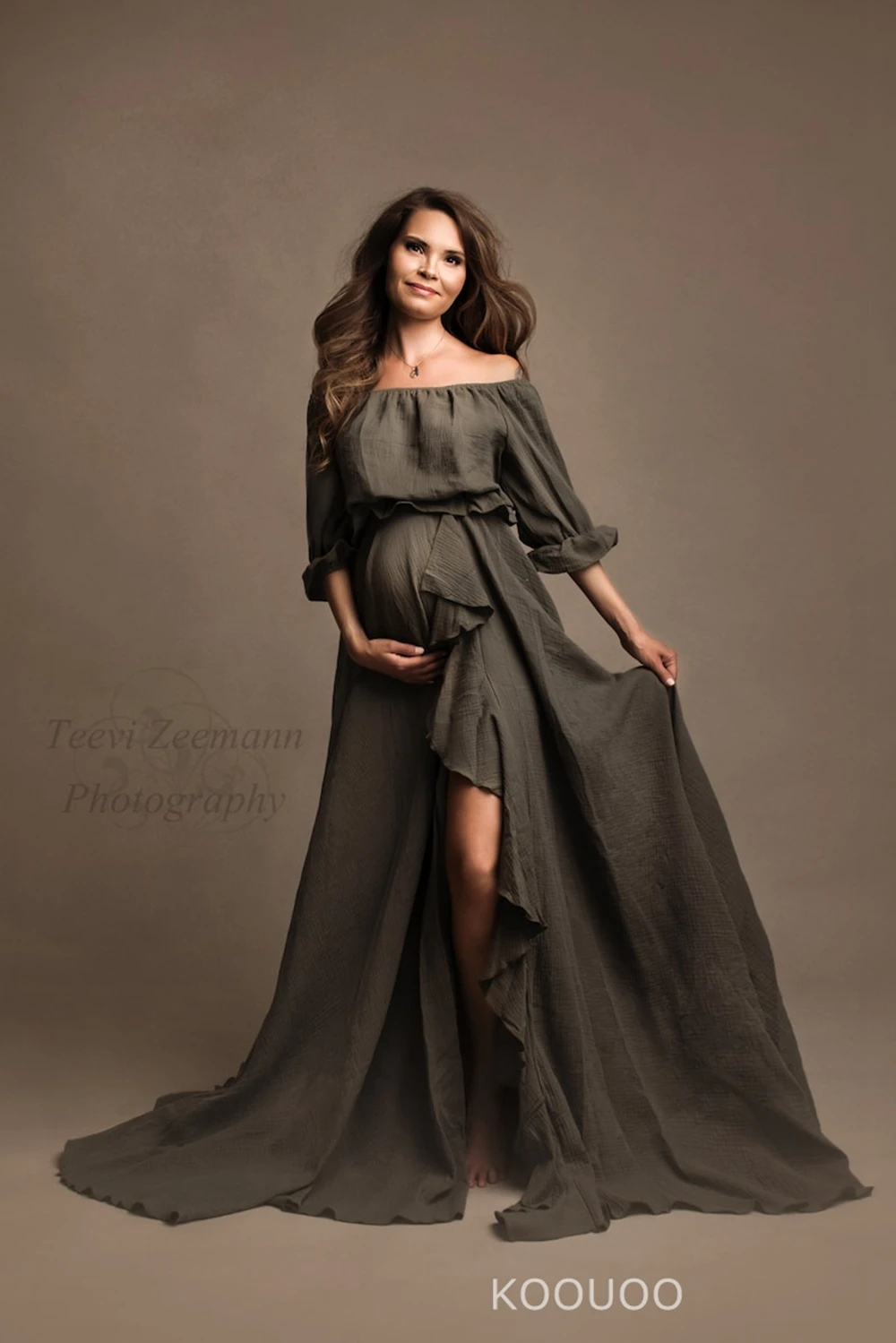 Maternity Dresses Photo Shoot Boho Texas Top Pregnancy Vintage Photogrpahy Slit Gown Callella Limited Edition Off Shoulder