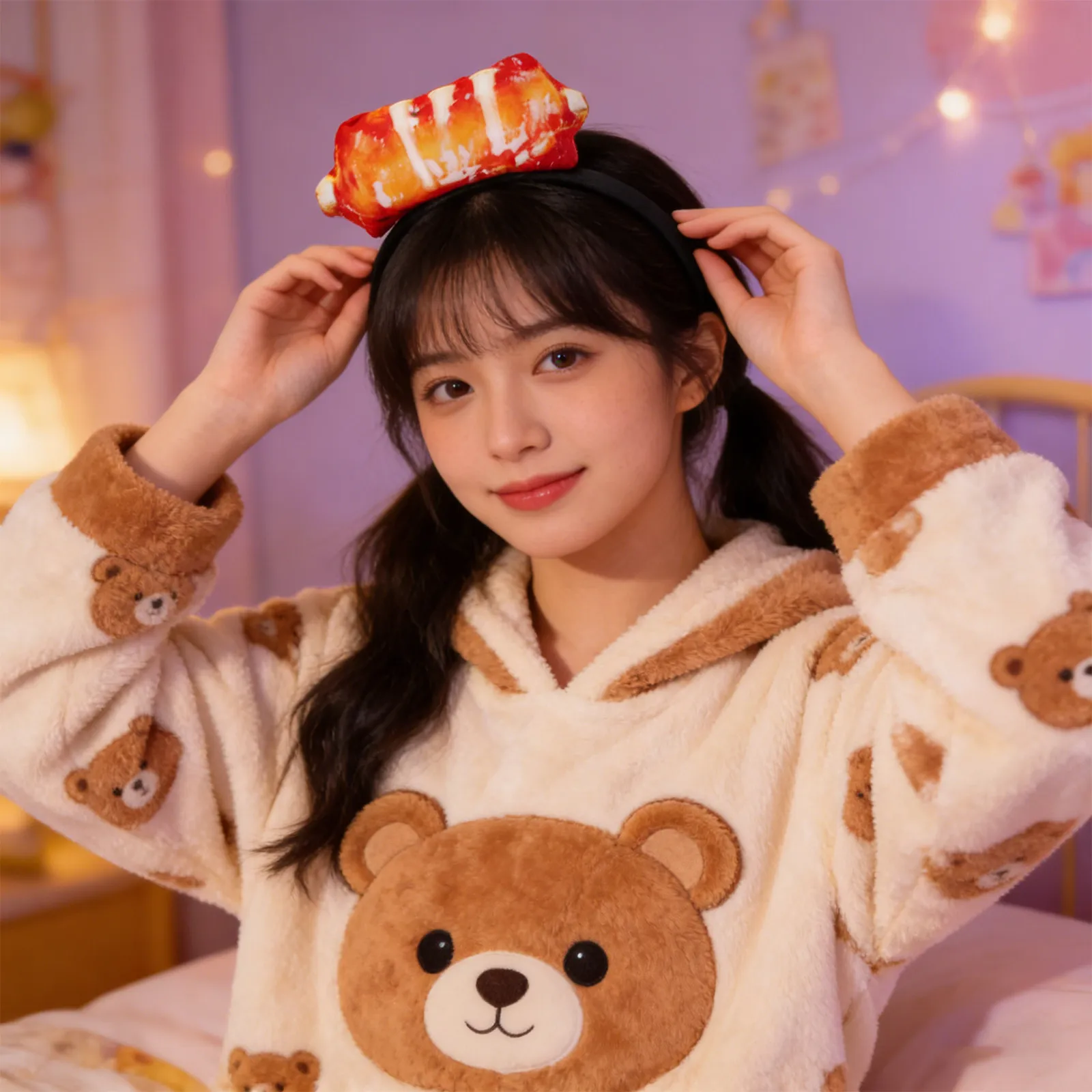 

Повязка на голову для косплея в виде хлеба, имитация еды, обруч для волос, украшение для волос для фестивалей и вечеринок, аксессуар для головы в милом стиле для любителей еды