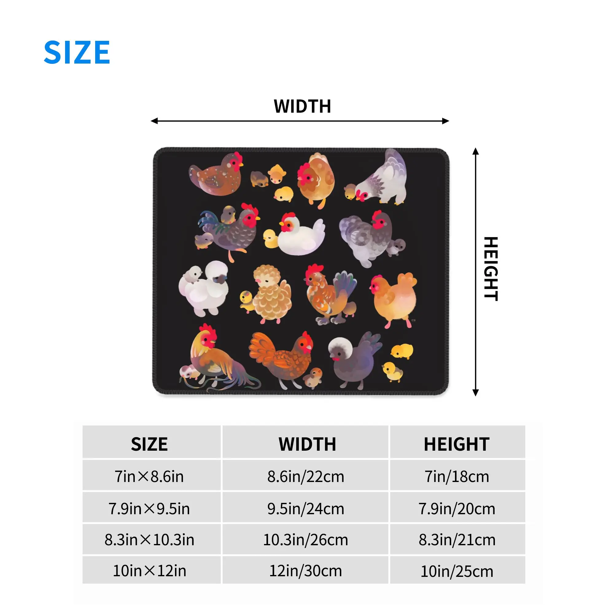 Chicken and Chick - dark Mouse Pad Computer Keyboard Mouse Mat Gamer PC Laptop Desk Mat Office Accessories Table Mats