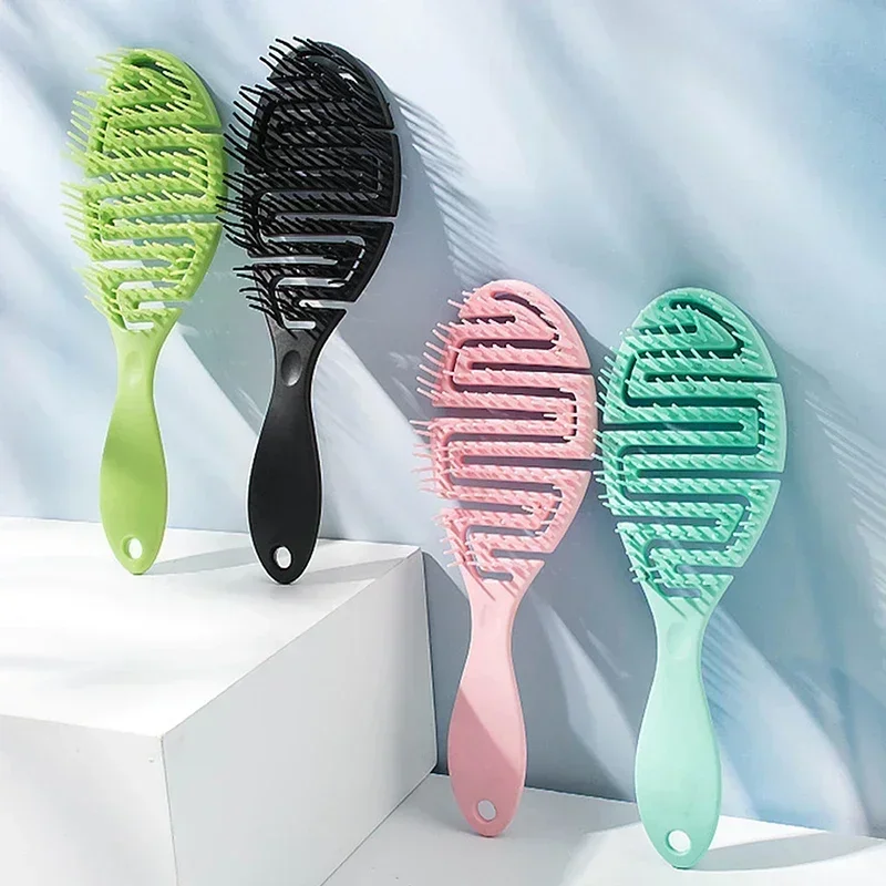 

Detangling Hair Brush Scalp Massage Combs Wet Curly Hair Detangler Hollow Out Fast Blow Drying Hair Comb Barber Styling Tools