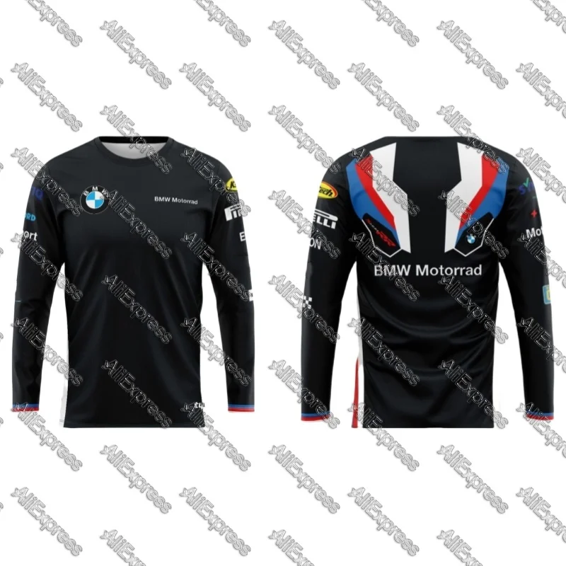 

BMW новая мужская быстросохнущая уличная футболка для спорта и отдыха, высококачественная футболка с длинными рукавами для внедорожных тренировок, мото
