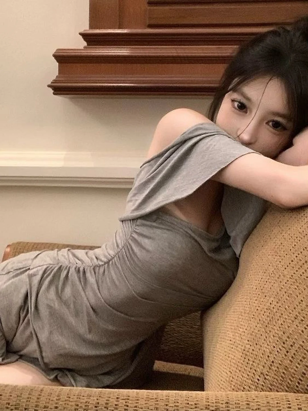 Fashionable High Waist Pleated Skirt Pants Grey Sports Set Women's Side Shoulder Top Autumn Outerwear Korean Style A-Line Skirt