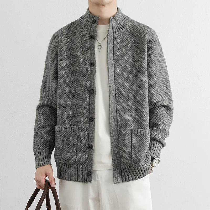 

Simple Casual Men's Knitted Sweater Jaet Open Cardigan Loose Winter Spring Autumn Heavyweight Long Sve round Ne Top