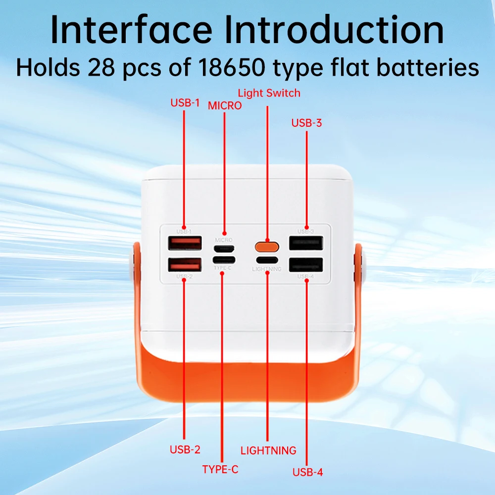 28 قطعة 18650 بطارية ليثيوم لتقوم بها بنفسك علبة الطاقة المتنقلة 22.5 واط شحن سريع صندوق بطارية مع ضوء التخييم LED الشمسية لا بطارية