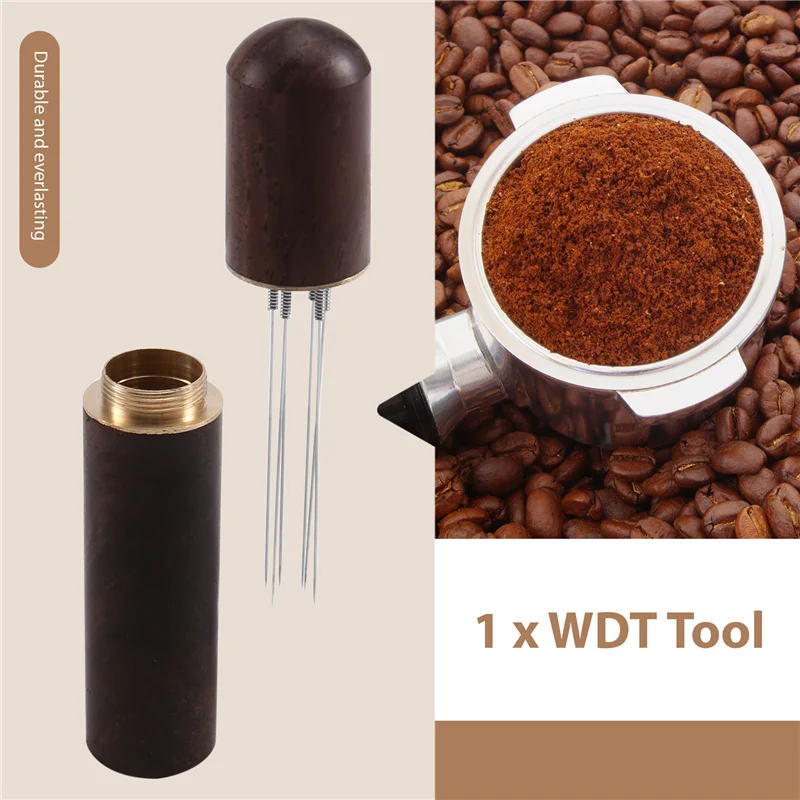 Высокое качество-WDT Tool, мешалка для кофе эспрессо, портативные инструменты для раздачи эспрессо, 6 игл цвета ореха