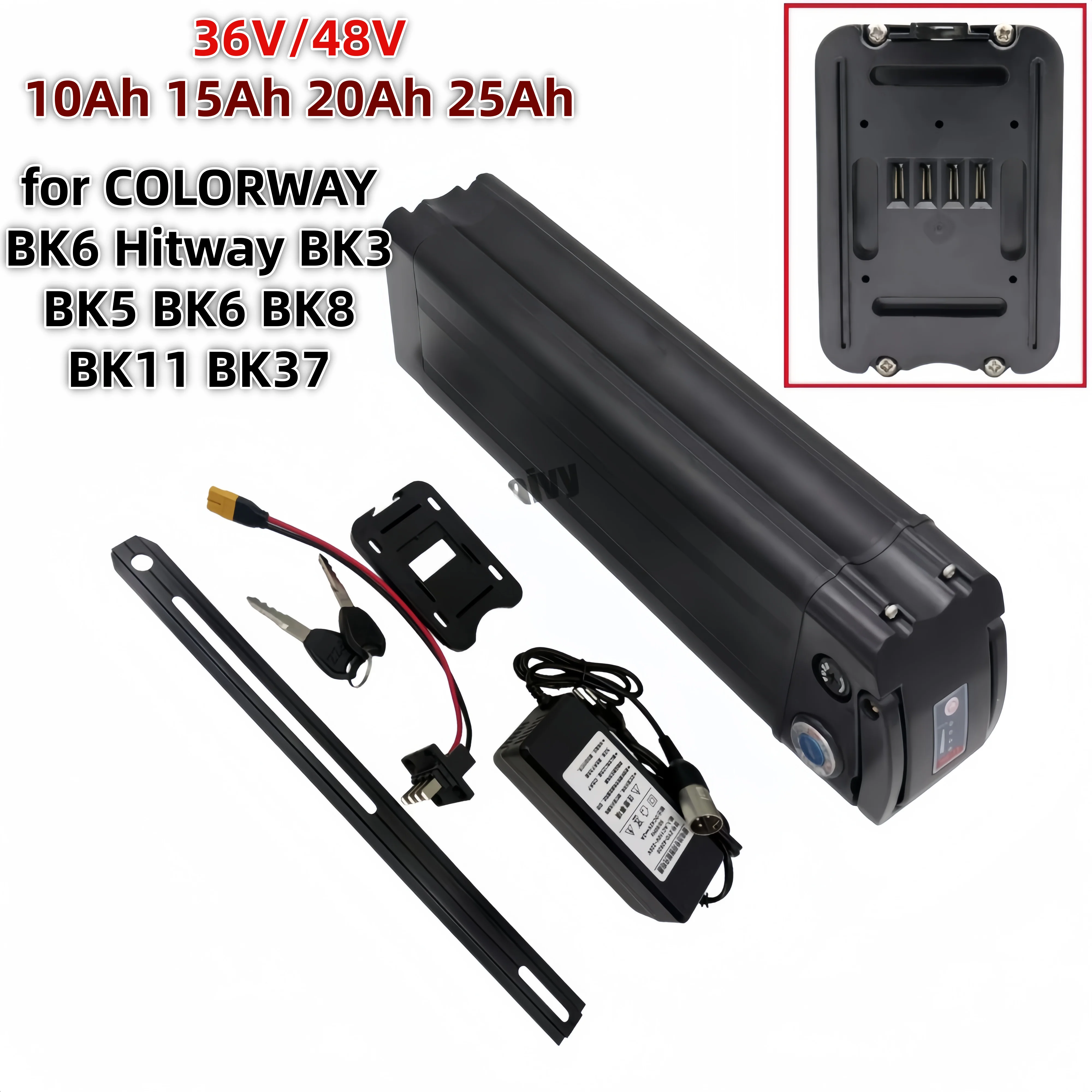 

36V 48V 10Ah 15Ah 20Ah 25Ah L380mm Replacement Battery for COLORWAY BK6 Hitway BK3 BK5 BK6 BK8 BK11 BK37 Bike