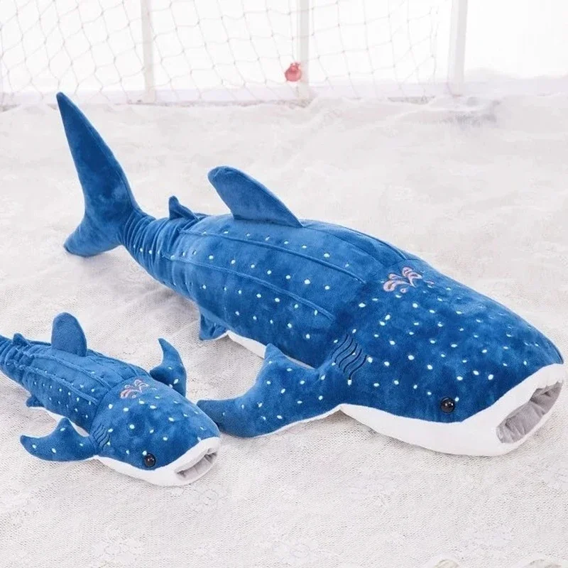 Dropshipping 55/100cm Lovely Blue Whale Plush Toys Cute Animals Big Shark Doll Soft Stuffed Toy Fish Children Girls Xmas Gift