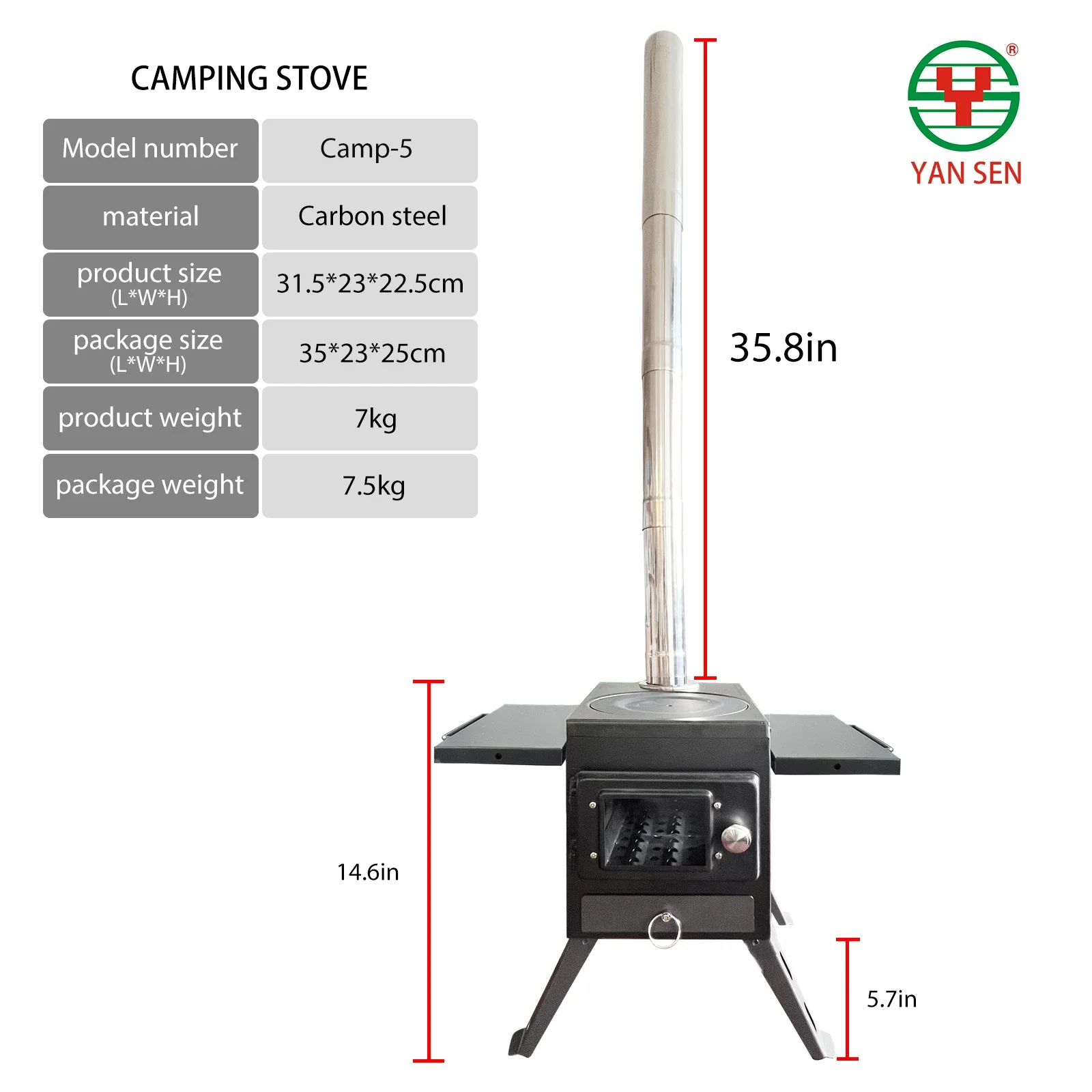 Portable Backpacking Airtight Tent Stove Firewood Stoves Wood Heater Outdoor Camping Tent Stove with Chimney