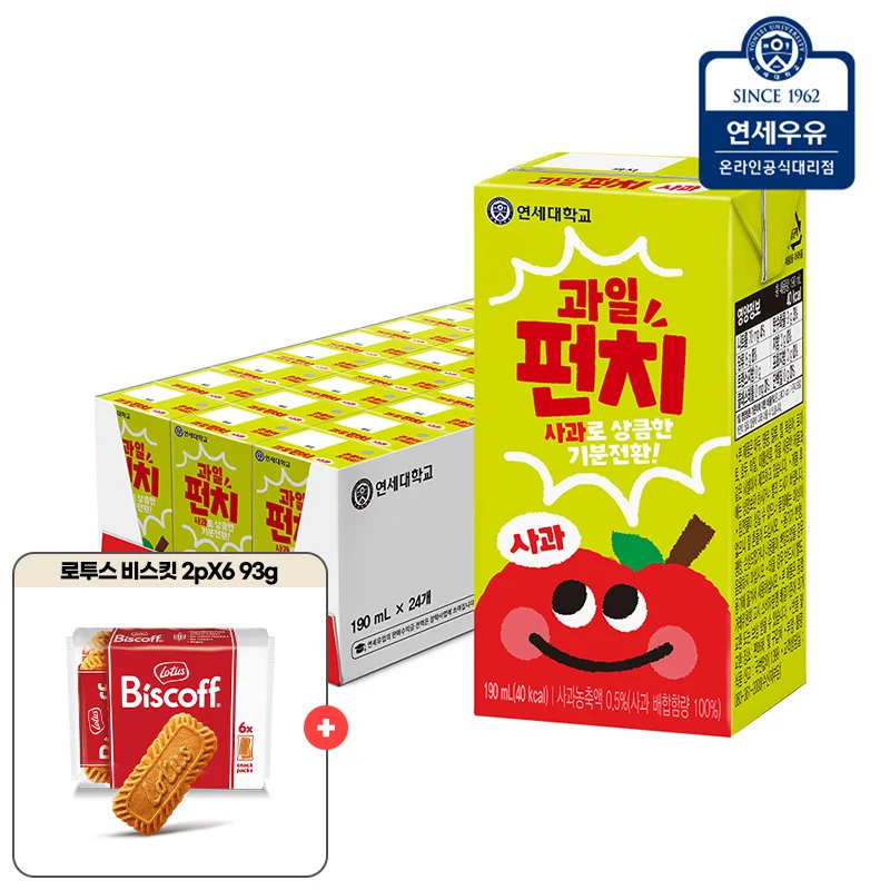 Yeon-se لكمة الحليب والفاكهة ، عبوة التفاح 24 + 2x6 93 جم