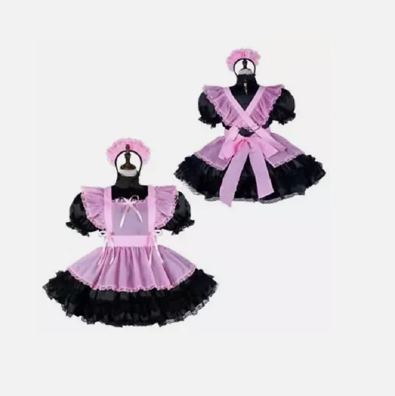 

Sissy girl Maid Satin Lockable Dress cosplay Costume CD/TV Tailor-made