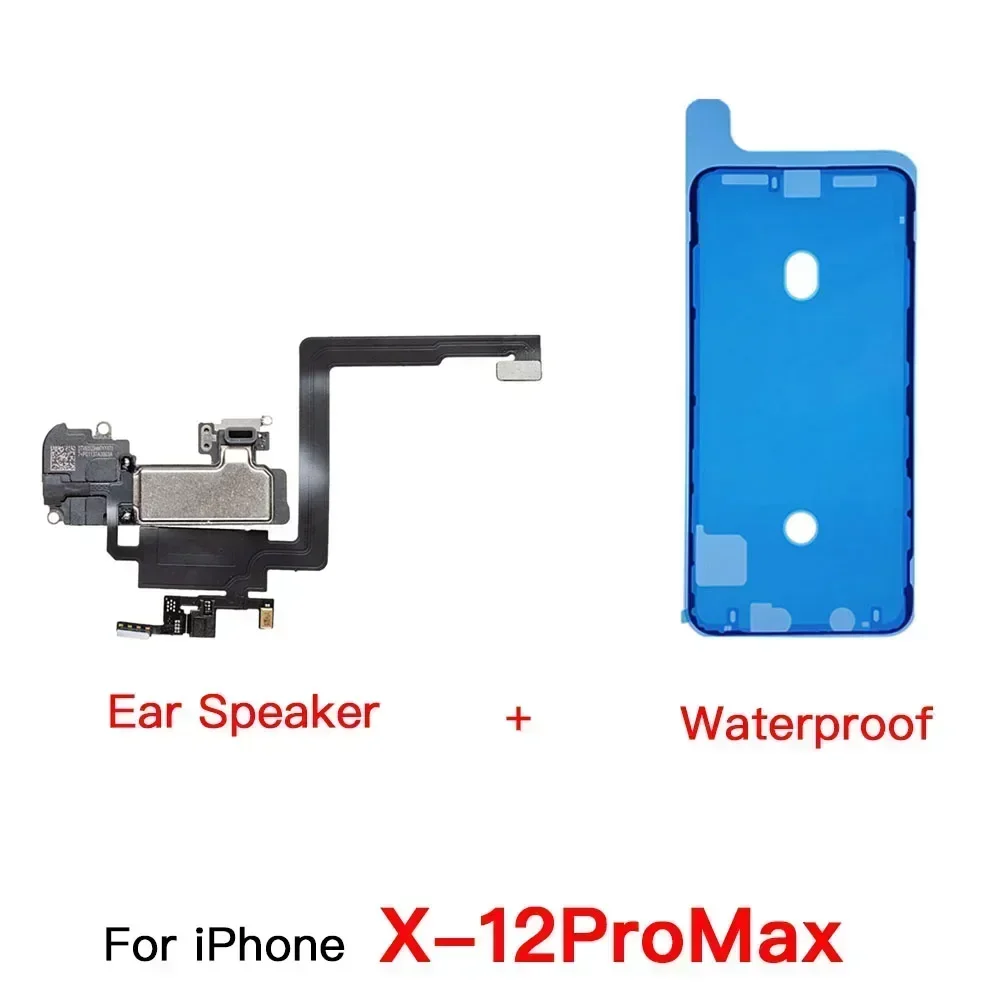 Ear Speaker + Waterproof Adhesive with Flex Cable for IPhone X XR XS 11 12 Mini Pro Max Top Front Loud Speaker Replacement