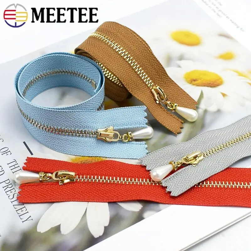 3Pcs Meetee 3# 15-70cm Metal Zippers Auto Lock Decor Zip Open/Close-End Zipper Bag Clothes Jacket Zips Repair Sewing Material