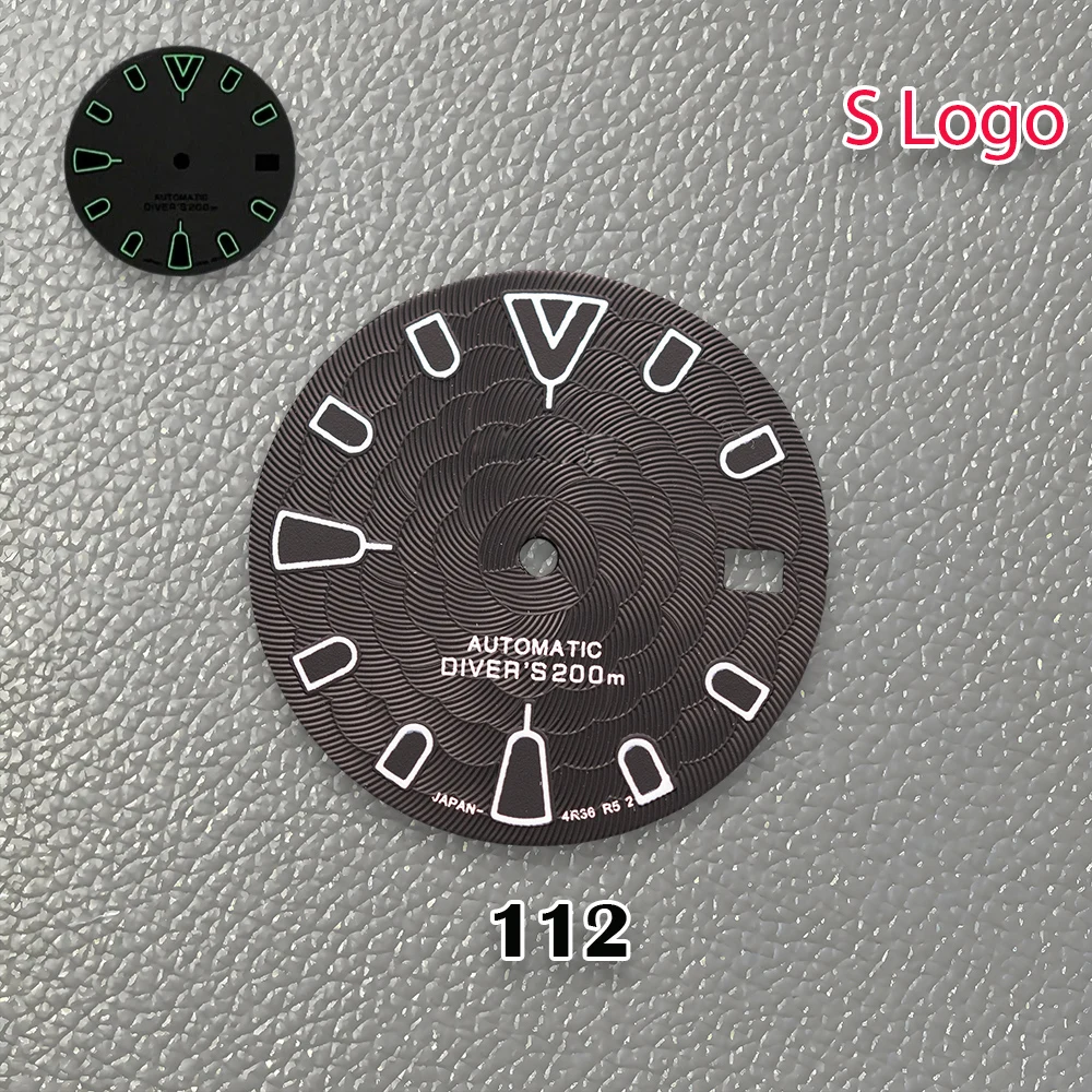 Nuovo logo S da 28,5 mm quadrante fiore di loto verde nottilucenti adatto per movimento NH35/NH36 accessori per la modifica dell'orologio di vendita calda