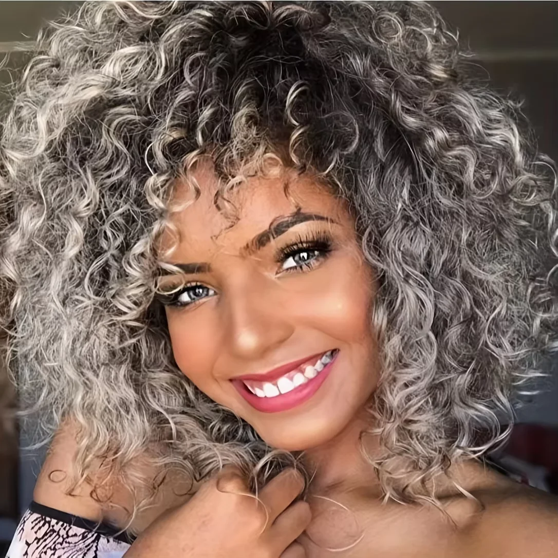 Silver Gray Short Pixie Synthetic Wig Women Natural Layered Hair Heat Resistant Wig Daily Halloween Christmas Party Costume Wigs