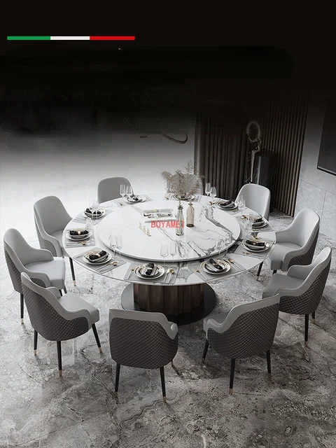 marble dining table large family round 12 dining table villa round table 10 with turntable 12 people s Congress round table AliExpress