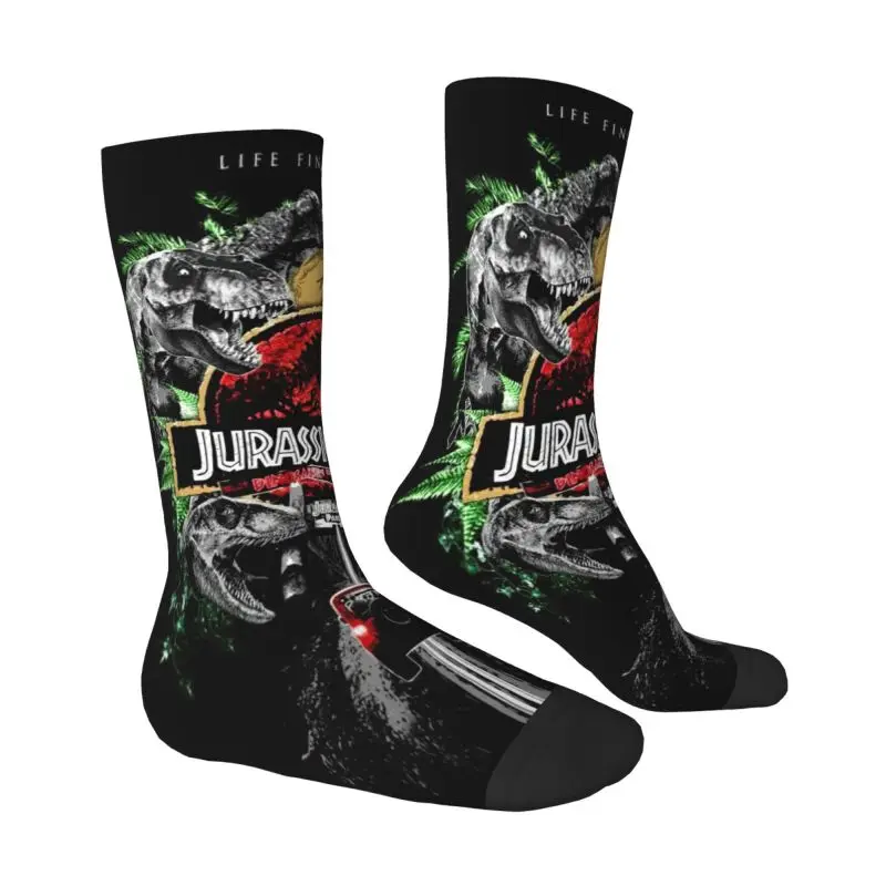 Jurassic Park Mens Crew Socks Unisex Fun 3D Printed Dinosaur World Dress Socks