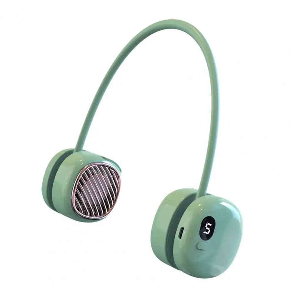 مروحة رقبة معلقة بدون أوراق شاشة ديجيتال 5 سرعات تدفق هواء قوي 360 درجة قابلة لإعادة الشحن مروحة محمولة كسولة بشريط حول الرقبة