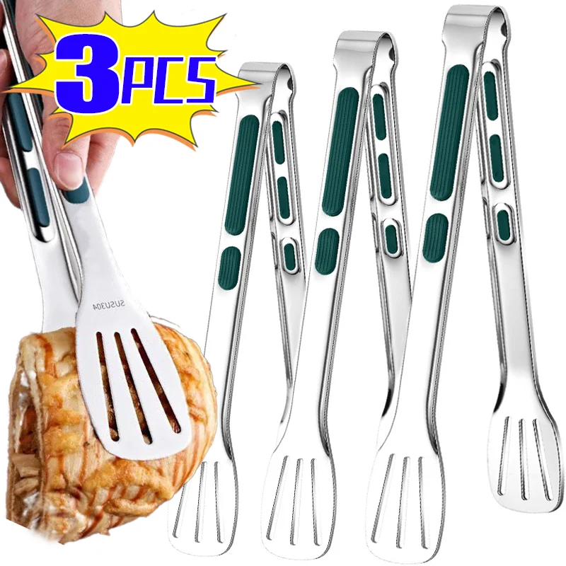 Pinze per alimenti in acciaio inossidabile antiscivolo Clip per pane per insalata di carne griglia per Barbecue Clip per alimenti per bistecche utensili da cucina accessori da cucina
