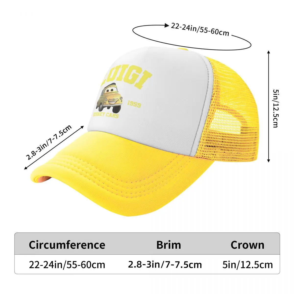 Unisex Luigi Est 1959 Cars Trucker Caps Sport Mesh Baseball Cap Polyester Lightning Mcqueen Hats Sun Hats Breathable Sports Cap