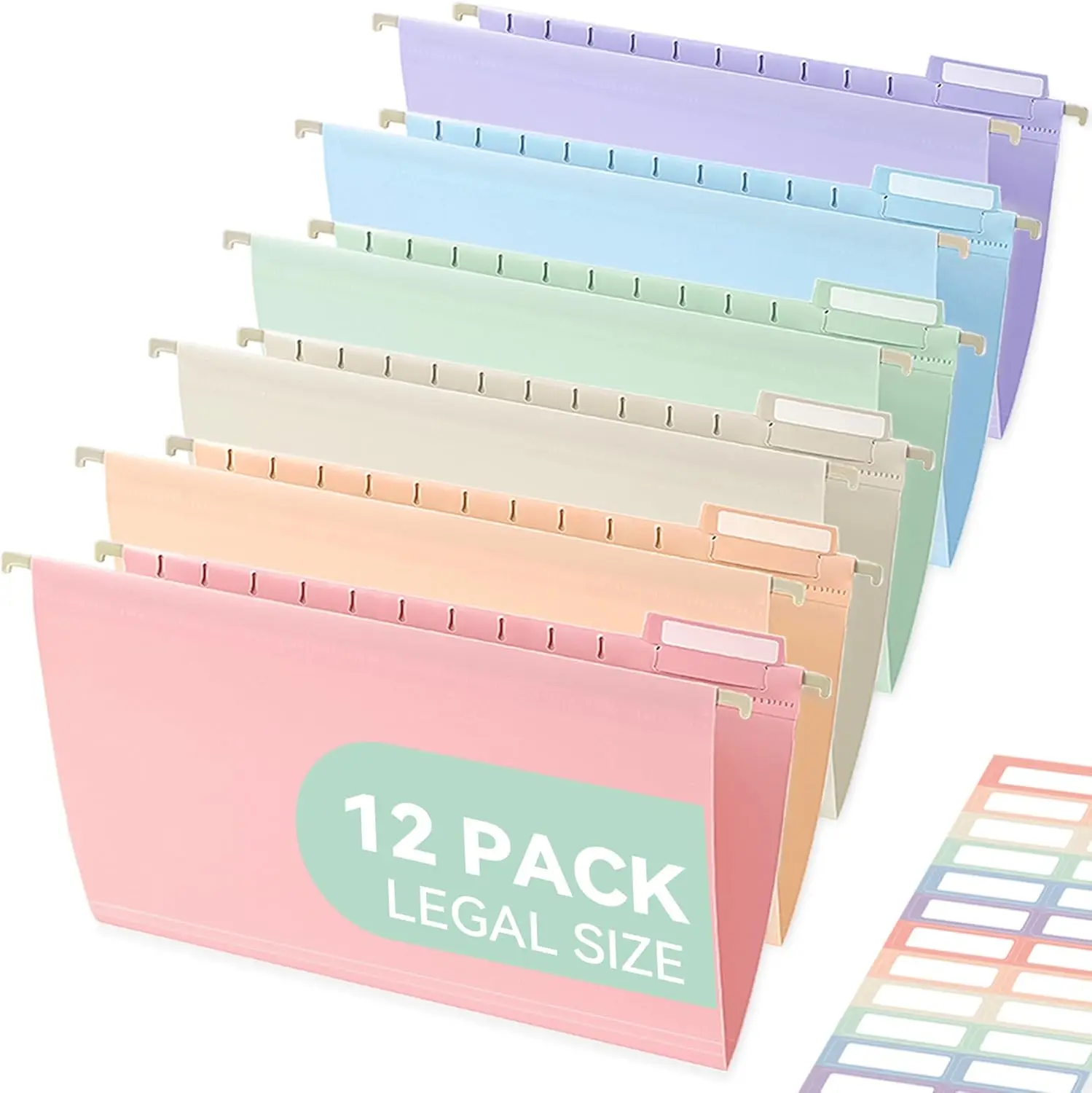 

Пластиковые подвесные папки формата Legal Size, 12 штук, пастельные цвета, с вставными разделителями 1/5, для картотечных шкафов
