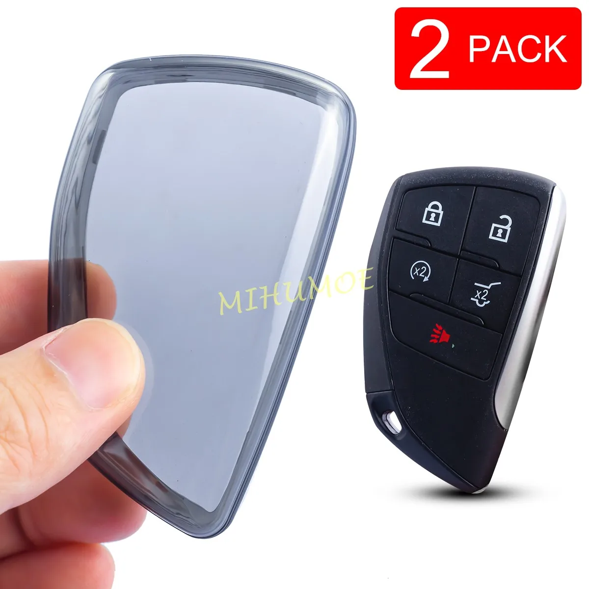 Transparent Car Key Cover Case Shell For 2022-2026 Chevrolet Silverado GMC Sierra 1500 Tahoe Suburban Yukon Buick Envision 2pcs
