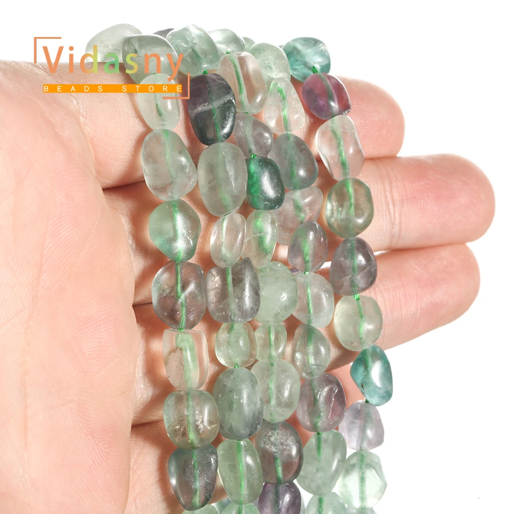 8-10mm Naturstein Grüner Fluorit Unregelmäßige Ovale Lose Perlen für Schmuckherstellung Handgefertigte DIY Armbänder Zubehör – Detail 5